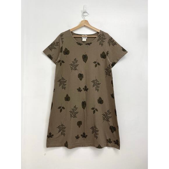 Vintage Cotton Studio Autumn Nature Woodsy Leaf Print Casual T-Shirt Dress Large - Picture 9 of 9
